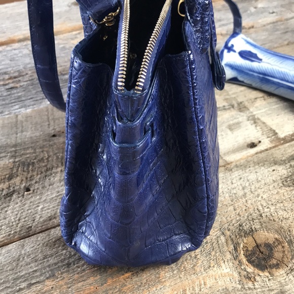 Nancy Gonzalez Christina Small Croc Handbag Blue - Picture 10 of 14